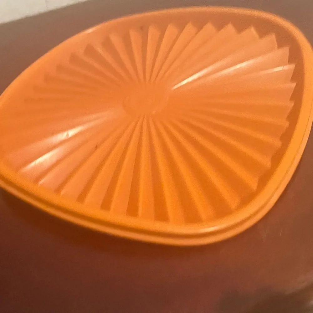 Vintage Tupperware Orange Servalier Bowl with Lid • Retro Kitchen Storage •